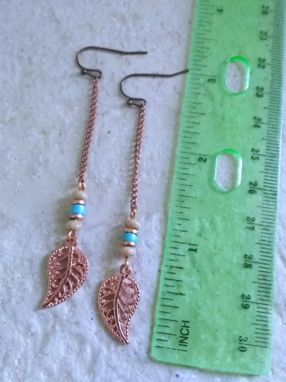 Lightweight! Copper Filigree Leaf Dangle Earrings! Fall Ready! Southwestern Boho